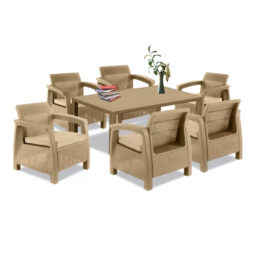 Korfu Big duo Gartenmöbelset mit Melodietisch