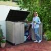 Lagerung in beige-braunem Max-Kunststoff-Gartencontainer