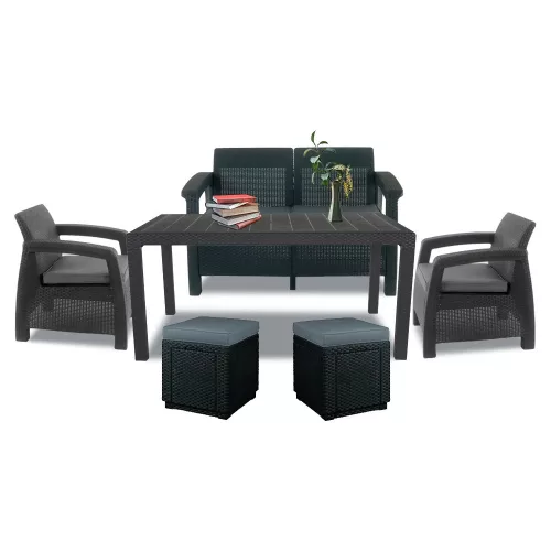 Korfu Fiesta duo Würfel-Gartenmöbel-Set