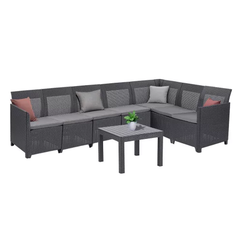Claire XI 7-Sitzer-Ecksitzgruppe mit Orlando-Tisch