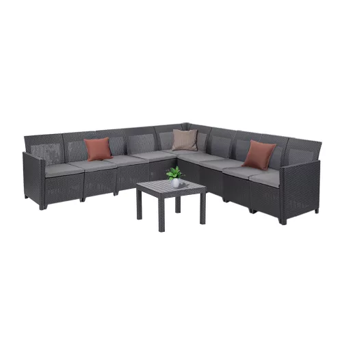 Claire XVI 9-Sitzer-Ecksitzgruppe mit Orlando-Tisch