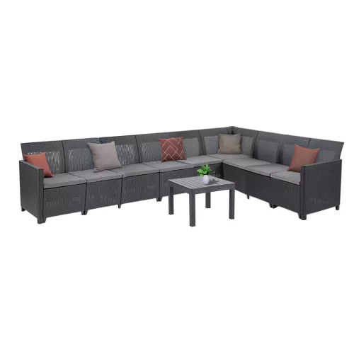 Claire XV 9-Sitzer-Ecksitzgruppe mit Orlando-Tisch