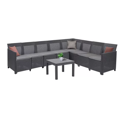 Claire XI 8-Sitzer-Ecksitzgruppe mit Orlando-Tisch
