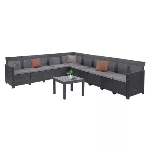 Claire XVI 10-Sitzer-Ecksitzgruppe mit Orlando-Tisch