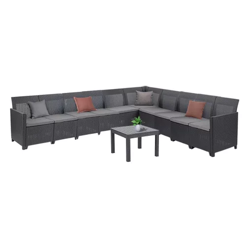 Claire XV 10-Sitzer-Ecksitzgruppe mit Orlando-Tisch