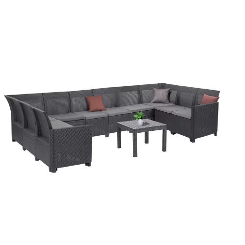 Claire XI 10-Sitzer-Ecksitzgruppe mit Orlando-Tisch