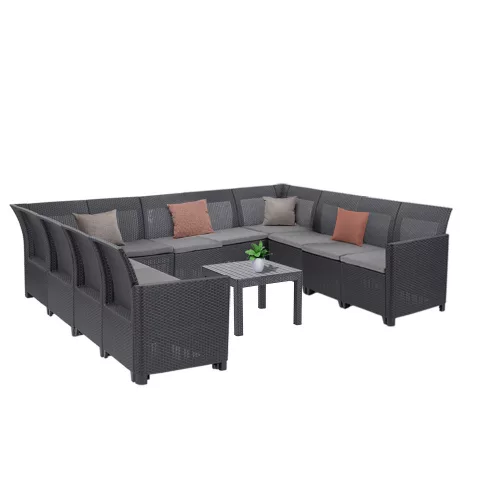 Claire XIII 11-Sitzer-Ecksitzgruppe mit Orlando-Tisch