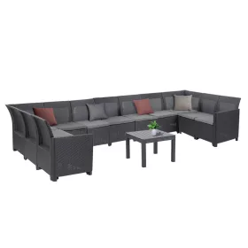 Claire XI 11-Sitzer-Ecksitzgruppe mit Orlando-Tisch