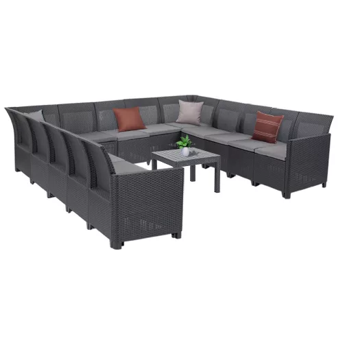 Claire XVII 13-Sitzer-Ecksitzgruppe mit Orlando-Tisch