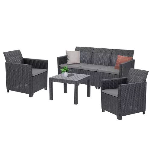 Gartenmöbelset Claire VI mit 5 Sitzplätzen und Tisch Orlando