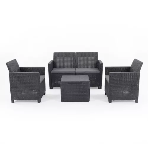 Claire 4-Personen-Gartenmöbelset mit Kissentisch