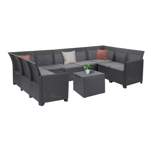 Claire VII 9-Sitzer-Ecksitzgruppe mit Kissentisch