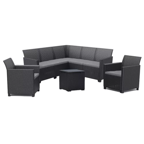 Gartenmöbelset Claire IV mit 7 Sitzplätzen und Tisch Vigo