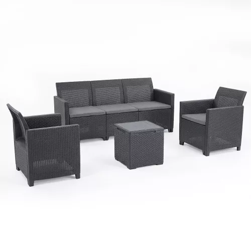 Gartenmöbelset Claire IV mit 5 Sitzplätzen und Tisch Vigo