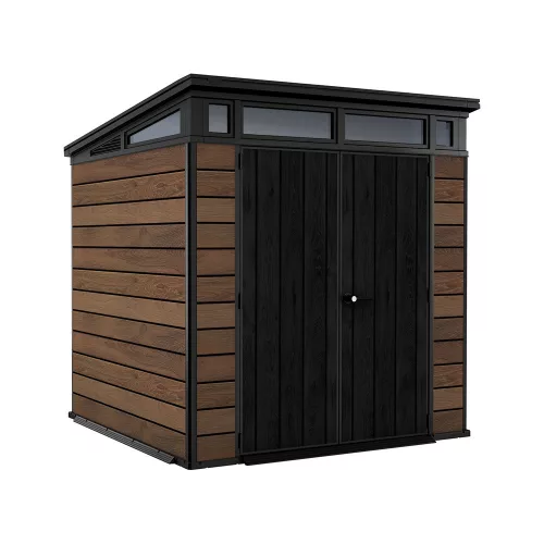 Signature PENT 7X7 Kunststoff-Gartenhaus Nussbaum