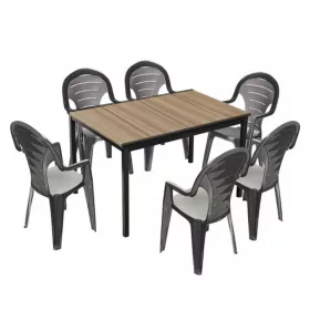Lagos 6+1 Gartenmöbel-Set Esche-Graphit