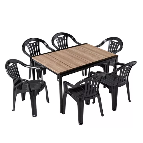 Rowen 6+1 Gartenmöbel-Set Esche-Graphit