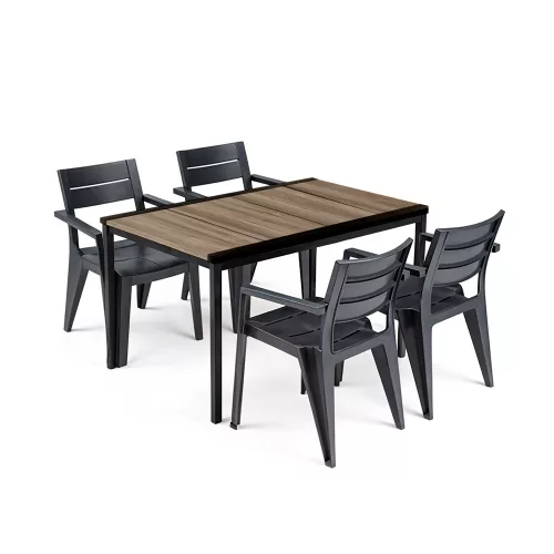 Amari 4+1 Gartenmöbel-Set Esche-Graphit
