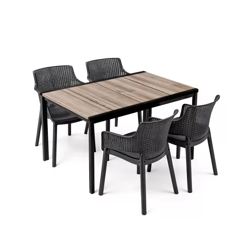 Romen 4+1 Gartenmöbel-Set Esche-Graphit