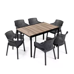 Romen 6+1 Gartenmöbel-Set Esche-Graphit