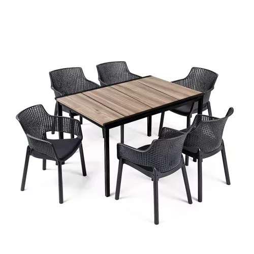Romen 6+1 Gartenmöbel-Set Esche-Graphit