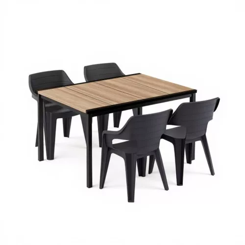 Ravello 4+1 Gartenmöbel-Set Esche-schwarz
