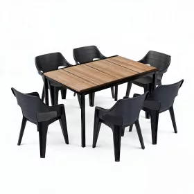 Ravello 6+1 Gartenmöbel-Set Esche-schwarz