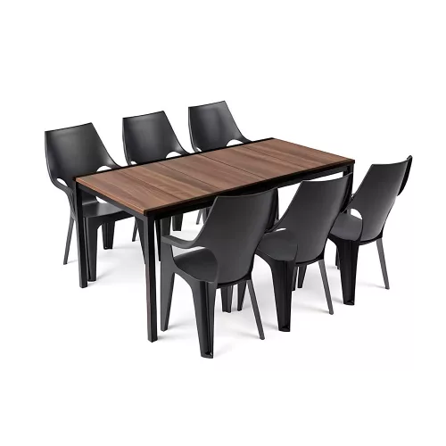 Parker Large 6+1 Gartenmöbel-Set Walnuss graphit