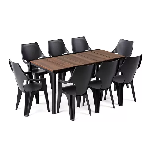 Parker Large 8+1 Gartenmöbelset Walnuss graphit