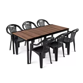Rowen Large 6+1 Gartenmöbel-Set Walnuss graphit