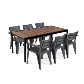Amari Large 6+1 Gartenmöbelset Walnuss graphit