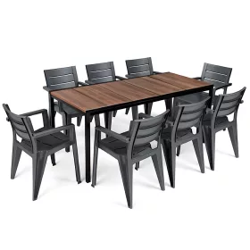 Amari Large 8+1 Gartenmöbelset Walnuss graphit