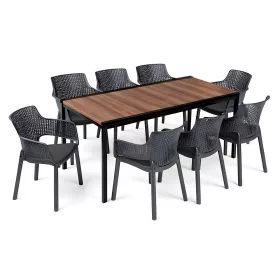 Romen Large 8+1 Gartenmöbelset Walnuss-Graphit