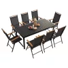 IZZY Gartenmöbel Set für 8 Personen schwarze Tischplatte
