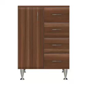  Bianca Plus 60 Unterschrank mit 1 Tür, 4 Schubladen, Aida Nussbaum, links