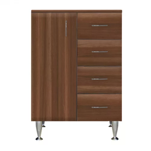 Bianca Plus 60 Unterschrank mit 1 Tür, 4 Schubladen, Aida Nussbaum, links