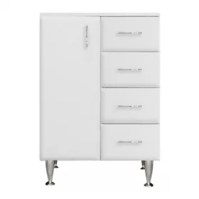   Bianca Plus 60 Unterschrank mit 1 Tür, 4 Schubladen, weiß hochglanz, links