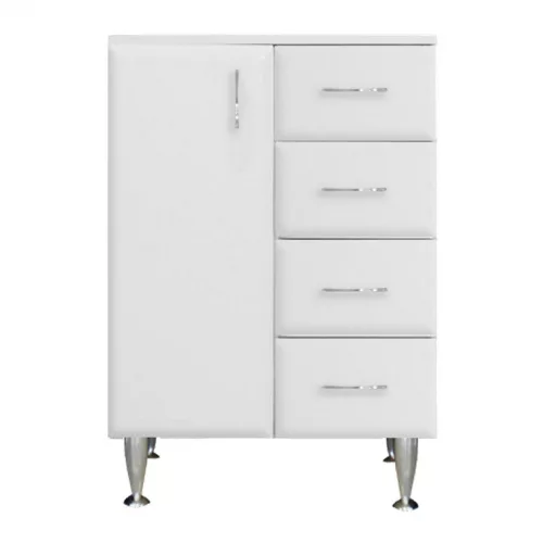 Bianca Plus 60 Unterschrank mit 1 Tür, 4 Schubladen, weiß hochglanz, links