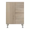 Bianca Plus 60 niedriger Kleiderschrank mit 1 Tür, 4 Schubladen, Eiche sonoma, links