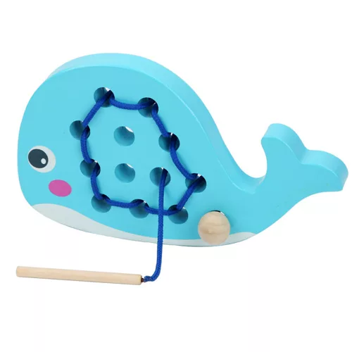 Holzspielzeug mit Walfischschnüren