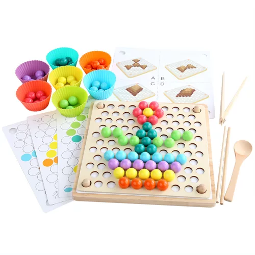 3-in-1-Brettspiel aus Holz, Murmelpuzzle, Flugschach