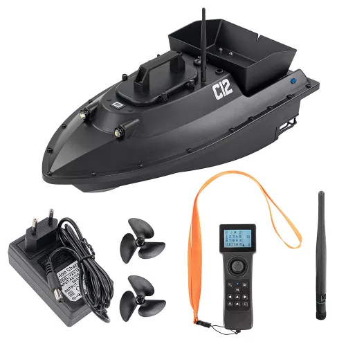 C12 GPS Futterboot mit Rucksack schwarz