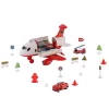 Feuerwehr-Transportflugzeug mit 4 Feuerwehrautos, Zubehör, Licht- und Soundeffekten
