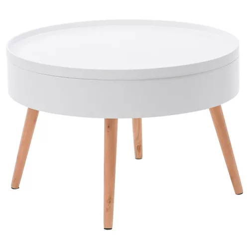 Runder Couchtisch mit Regal 60 cm
