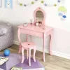 Kinderschminktisch aus Holz mit Spiegel rosa