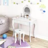 Kinderschminktisch aus Holz mit Spiegel weiß