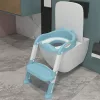 Toilette mit absteigender Treppe blau
