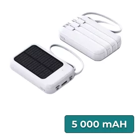 Powerbank mit Solarpanel 4 Ladekabel 5000mAH