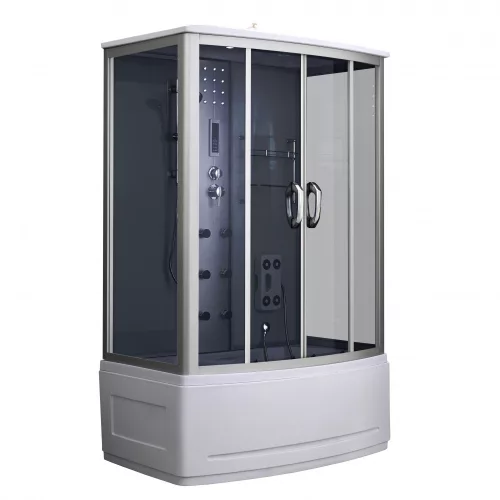 Emilia 85x135 cm Hydromassage-Badewannenkabine mit Elektronik Schwarz