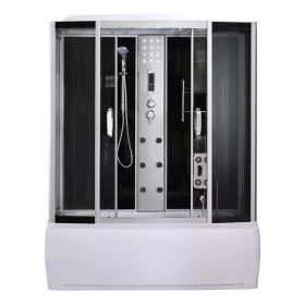   Emilia 85x170 cm Hydromassage-Badewannenkabine mit Elektronik Schwarz